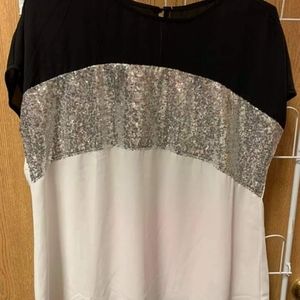 Size XL SW Black/White/Bling Blouse